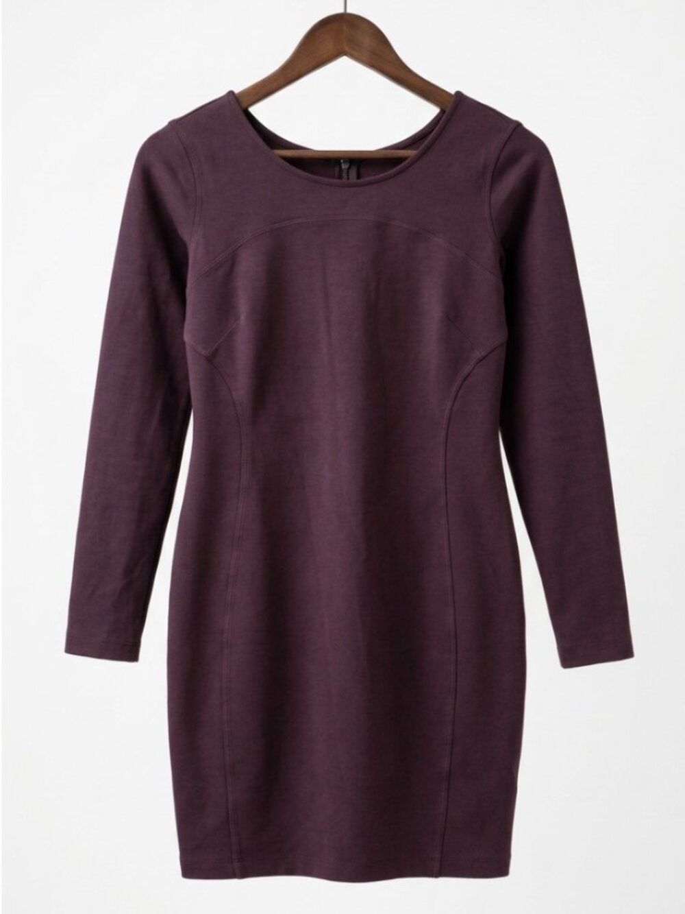 ATHLETA DRESS STRETCH LONG SLEEVE PURPLE EGGPLANT ZIP BACK ATHLETIC SPORTY